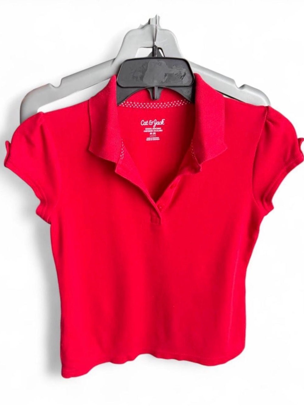 Cat & Jack Bright Red Girls' Uniform Polo Youth Medium Size 8 (CJ#2)